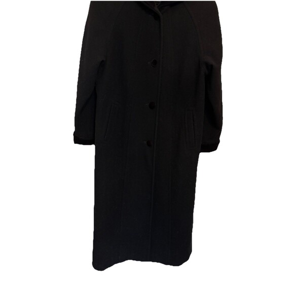 Vtg Halston Long Winter Coat Black Women's Made In Russia 100% Wool Size 8 Hood - Picture 5 of 10
